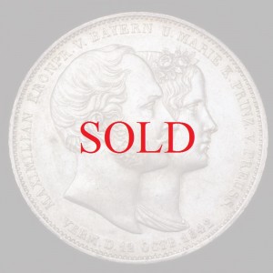 ドイツ 1842年バイエルン　2ターラー大型　銀貨ロイヤル・ウェディング