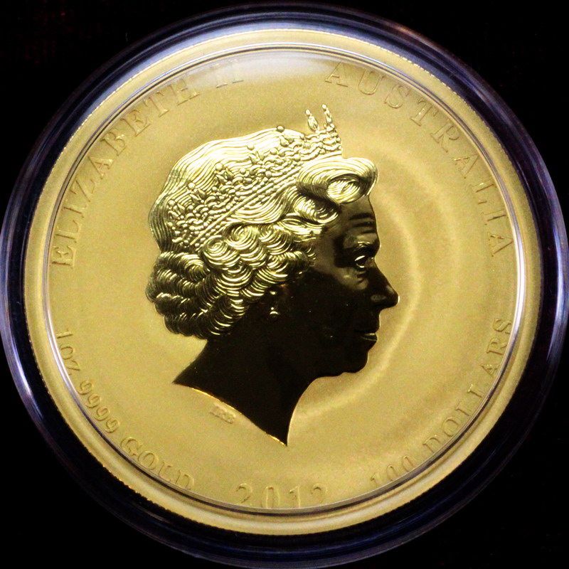 オーストラリア　2012年銘　100ドル大型　干支純金貨1オンス辰年　