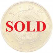 日本 明治5年(1872)銘 5円金貨 有輪 日章旗 流麗彫金 PCGS MS64