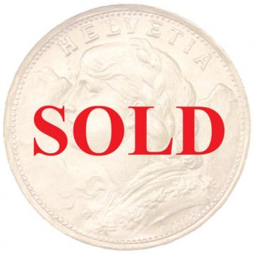 スイス　1935年L-B　アルプスと少女　ブレネリ　ヘルベティア　20フラン金貨　ベルンミントUNC　未使用