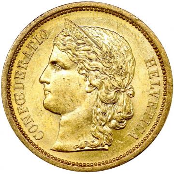 スイス 1883年B ヘルヴェティア 20フラン金貨 ベルンミント UNC未使用【アンティークコイン・金貨・銀貨の販売・買取 ルナコイン】