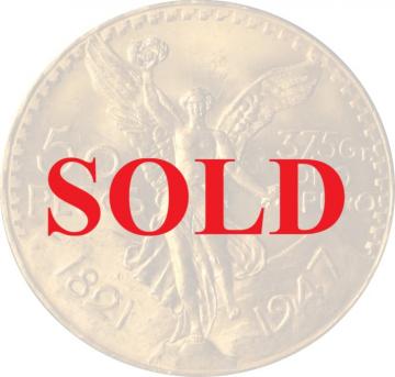 メキシコ　1947　50ペソ　金貨　UNC