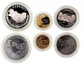 アメリカ　1991年　ラッシュモア山記念　プルーフ金貨・銀貨等6枚セット　COA　オリジナル木製箱　おまけ付