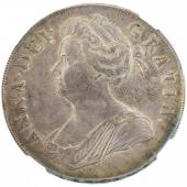 イギリス　1707年　クラウン銀貨アン女王　NGC　AU55　ポスト・ユニオン　Sexto on Edge