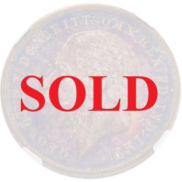 イギリス　1935年銘　プルーフ　クラウン銀貨　陽刻エッジ　ジョージ5世NGC　PF64　ギャラクシートーン