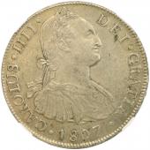 ボリビア 1807年PTS-PJ 8 レアレス銀貨　カルロス4世　NGC　AU55