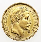 フランス帝国 1863年A ナポレオン3世 有冠 20フラン金貨