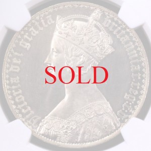 イギリス　1847年　ビクトリア　ゴシッククラウン銀貨PF62CAMEO UNDECIMO